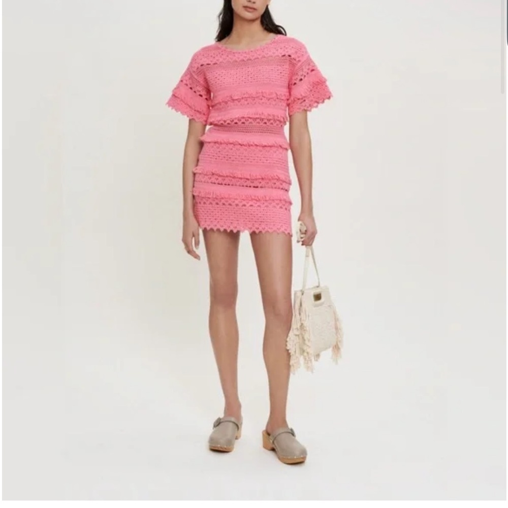 MAJE Pink Lace Trim Dress! NWT